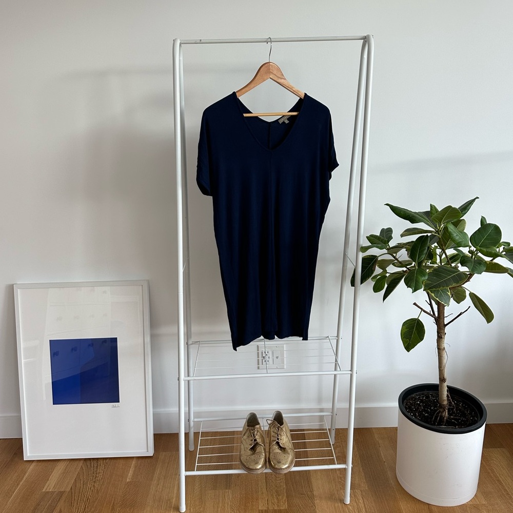 Women's Lilla P V-Neck Dolman Cap Sleeve Mini Dress, Navy Blue, Size XS